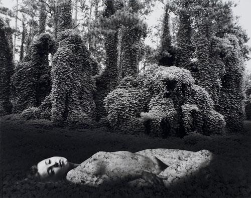 Jerry Uelsmann: Untitled (female nude in forest), 1983 