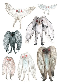dancinghare:  thebeastpeddler:  Thinking about Mothman today, one of my favorite urban legends.   What are your favorite unproven creatures? I want to know!  I would have to go with Mothman as well!