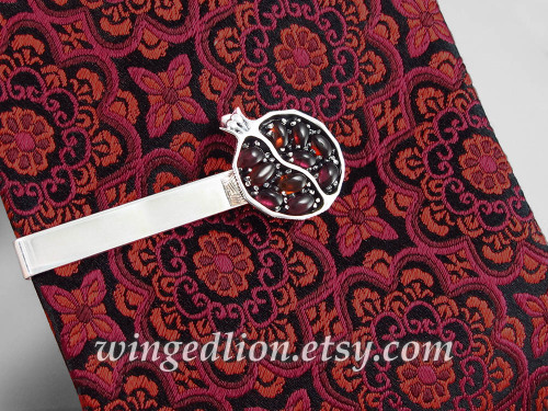 A new item in our store - sterling silver Pomegranate tie bar.