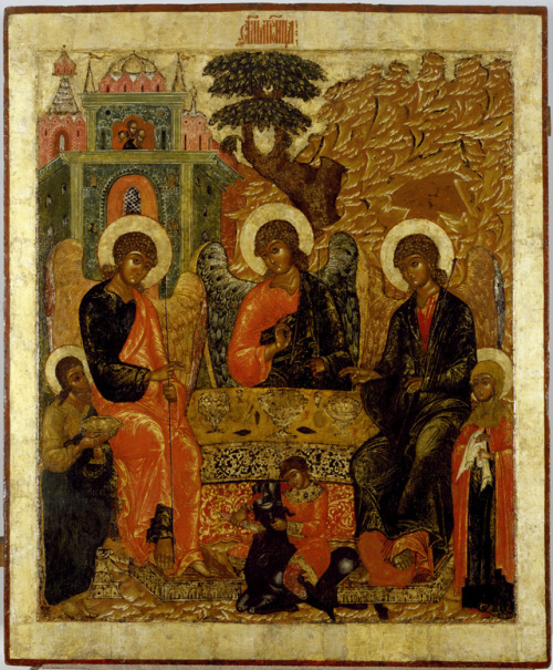 Hospitality of Abraham, Russian orthodox icon, c 1600