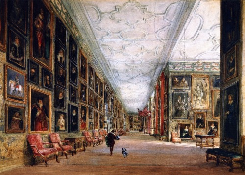 artist-david-cox:The Long Gallery, Hardwick Hall, Derbyshire, 1811, David Coxwww.wikiart.org