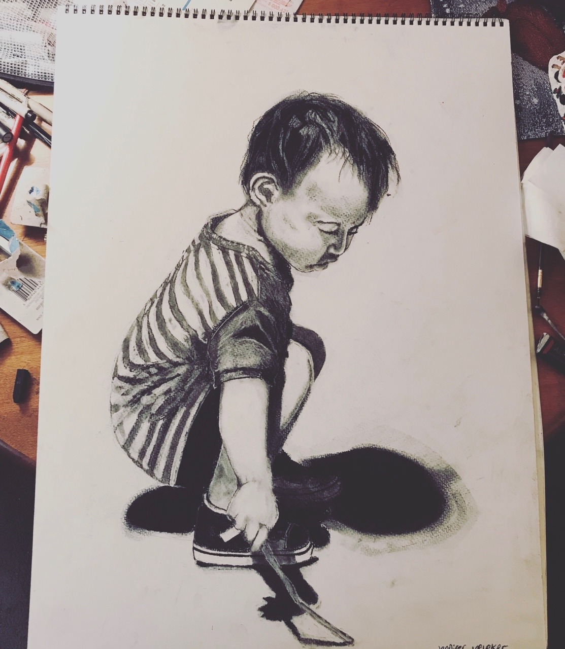 My figure drawing final for tomorrow! I drew my nephew Knox because he’s the cutest