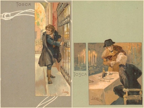 12 cartoline illustrate. Opera : &ldquo;Tosca&rdquo; Vintage post card Art by Metlicovitz.