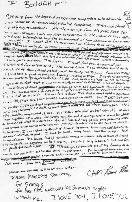 tempul:  Kurt Cobain’s suicide note: To Boddah Speaking from the tongue of an experienced