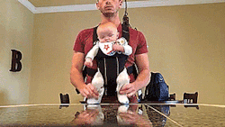 tastefullyoffensive:Dad and baby son dance