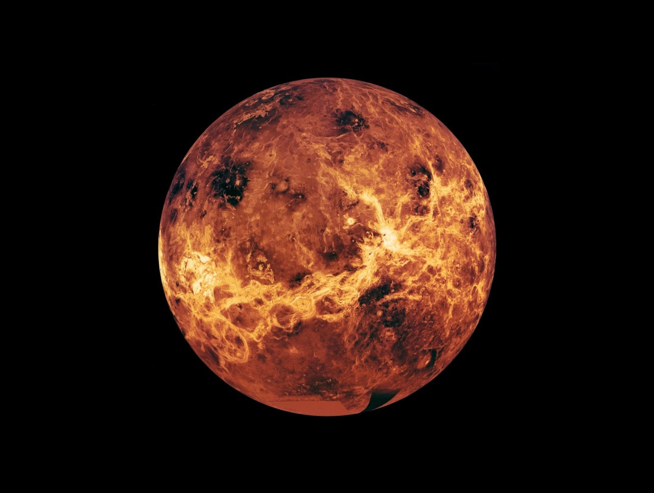 astronomyblog:    Global view of Venus from Magellan, Pioneer, and Venera data  Image