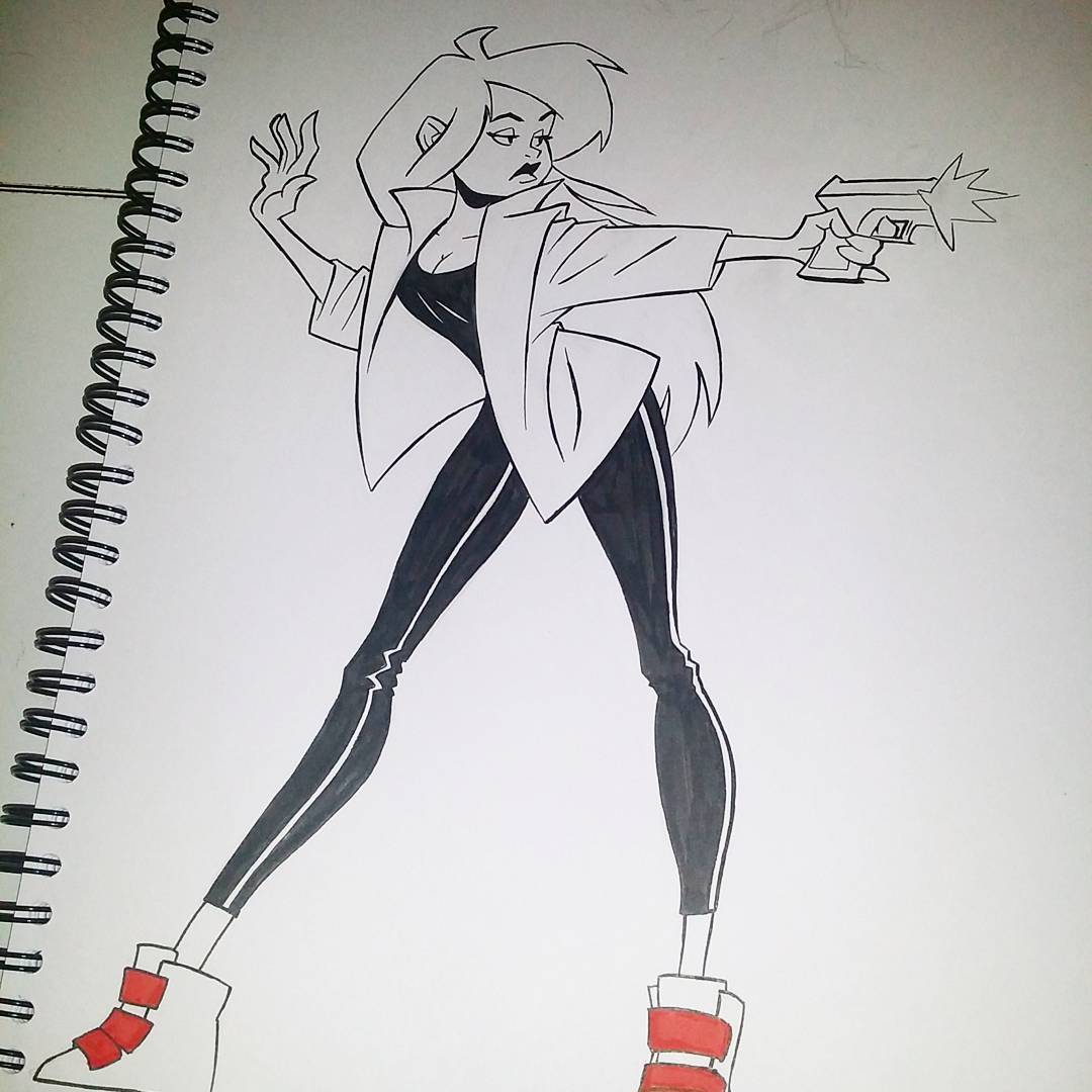bestgriff:  Girl with a gun. #inktober #inktober2016 #artist #art #character #cartoon