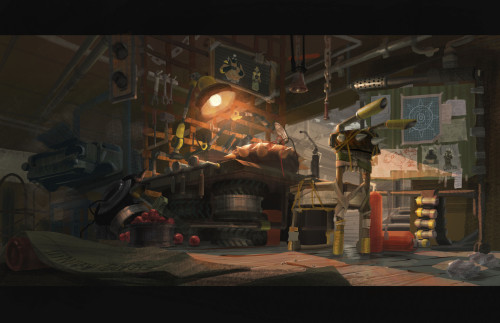 trixbutt:Over Watch Junk Rat and Road Hog’s spawn room:“Here are some interior project I