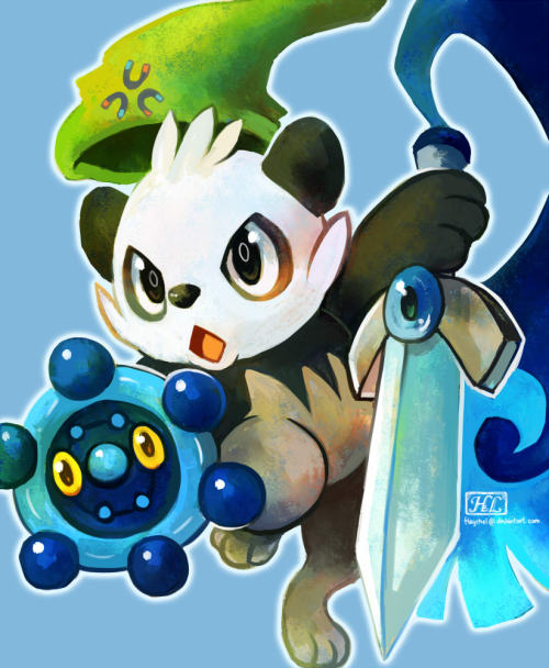 iheartnintendomucho:  Legend of the Leaf by *Haychel He’s only been revealed for a day or two and already the internet is swarming with Honedge fanart. This one is particularly precious, featuring my favorite little Panchum. Follow for Nintendo news,