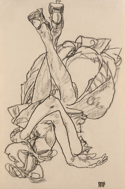 jimlovesart: Egon Schiele - Girl Lying on her Back with Crossed Arms and Legs, 1918. 