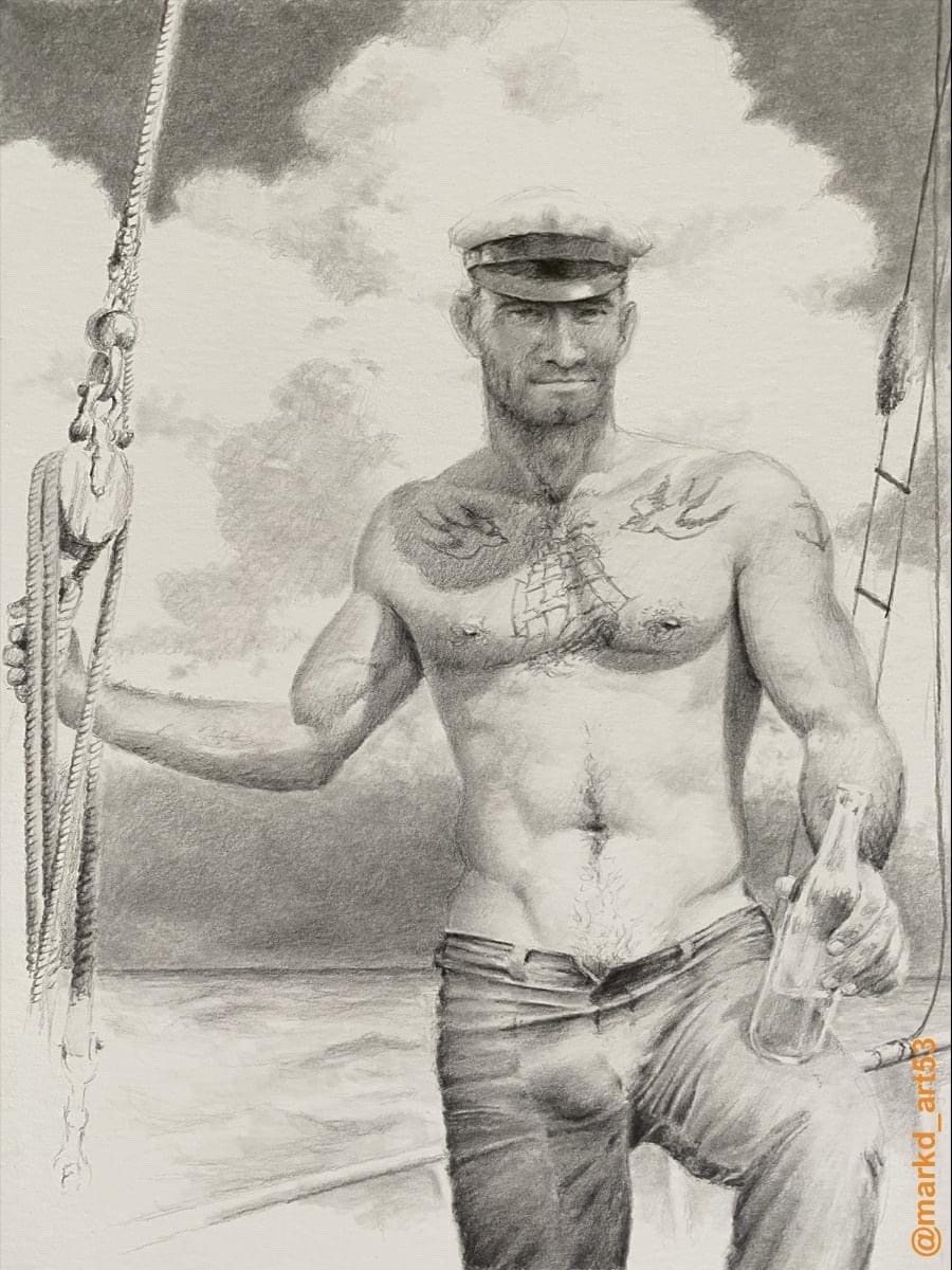 gay-art-100:&lsquo;The Calm Before The Storm&rsquo;, 2022. Drawing by Mark