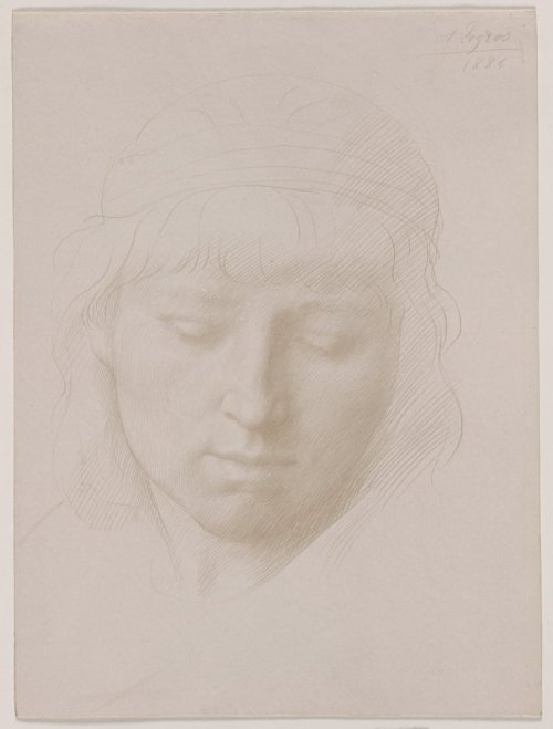cma-drawing:  Head of a Man, Alphonse Legros , 1886, Cleveland Museum of Art: DrawingsIt would be difficult to label this drawing as a portrait, an ideal head, or the transformation of a Renaissance figure into a contemporary person because the art of