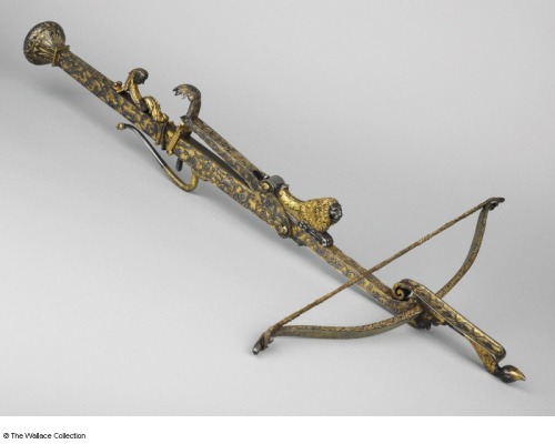 A gold decorated crossbow attributed to Francois Albert, France, circa 1720.Currently on display wit