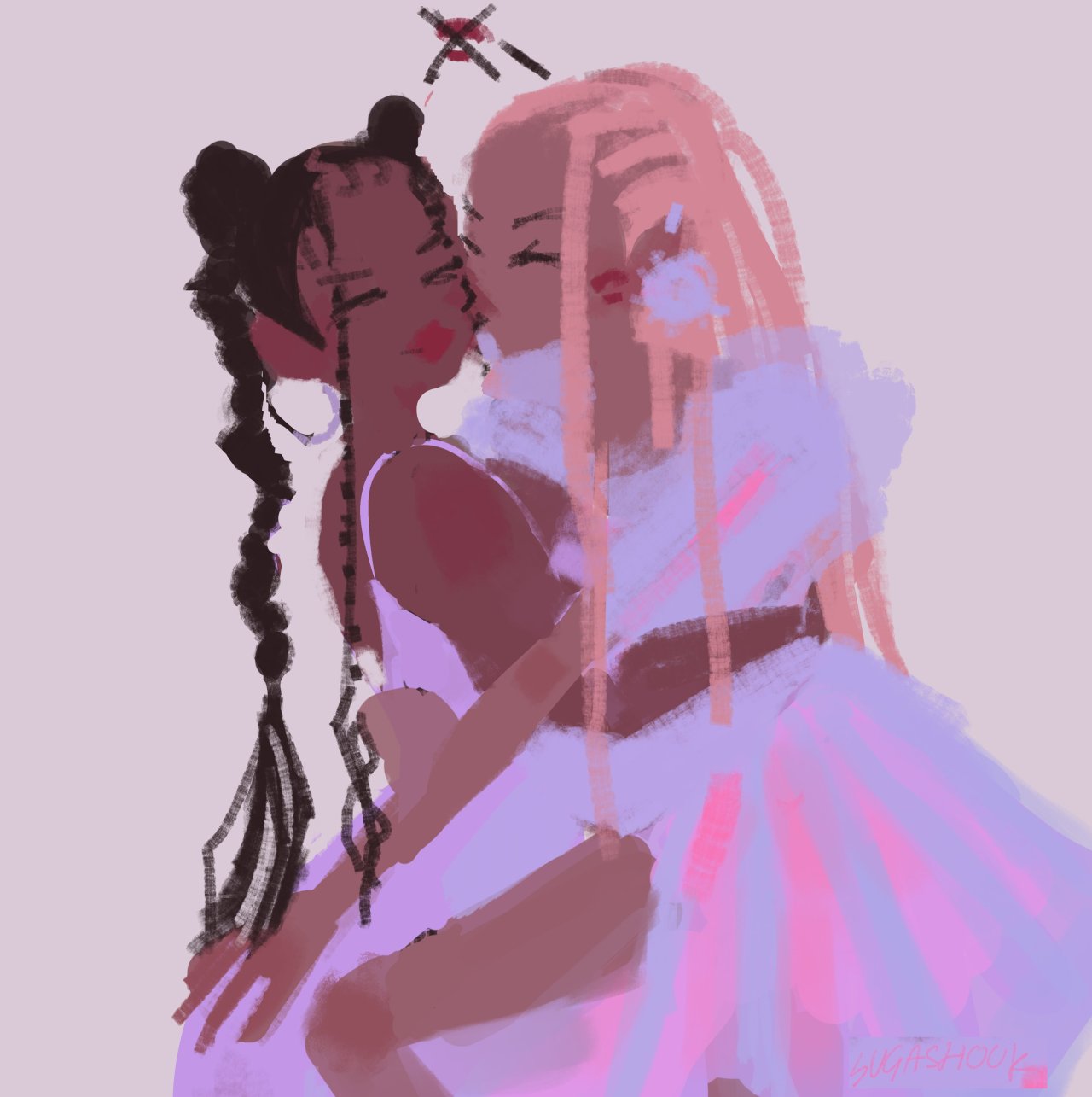 Tumblr pastel girl cute kiss lesbian