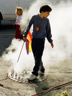 trashfirefallon:  funkpunkandroll84: Boy holding a pride flag at a LGBT pride parade in San Francisco, June 1988, by Daniel Nicoletta  I thought this was that kid from stranger things ngl