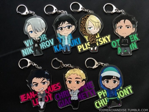 yoimerchandise: YOI x Avex Pictures Acrylic Keyholders (Comiket 91 & Vol. 5 Sets) Original Release Date:December 2016 & April 2017 Featured Characters (7 Total):Viktor, Yuuri, Yuri, Otabek, Christophe, JJ, Phichit Highlights:Though released four