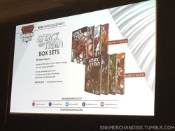 snkmerchandise:  Exclusive: Kodansha USA Announces Attack on Titan English Boxsets!Release Date: April 2018 (First two sets)Retail Price: TBDHere at the Anime NYC Kodansha Comics panel, and they just announced upcoming boxsets for the English volumes