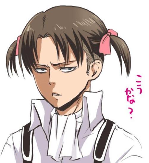 fuku-shuu:   At today’s “Attack on Oyama” event, Isayama was asked “What would another hairstyle for Captain Levi look like?” He answered with “He would keep the undercut but grow out the hair, and then tie it up.” Needless to say,