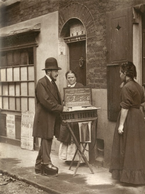 Street Doctors (1877), from Street Life in London by John Thomson and Adolphe Smith: “The subject of