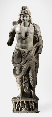 historyarchaeologyartefacts:3rd century CE Greek-style statue of a Boddhisattva from the ancient Gandhara region of Pakistan [268x600]