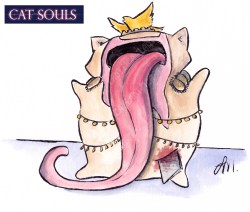 ladymea:  Cat Souls  Adjudicator from Demon’s Souls  Here’s the latest of the cute adorable kitties dressed as characters and bosses from Dark Souls 1 &amp; 2!  I draw Cat Souls LIVE on my Twitch Channel! twitch.tv/theladymea Please let me know
