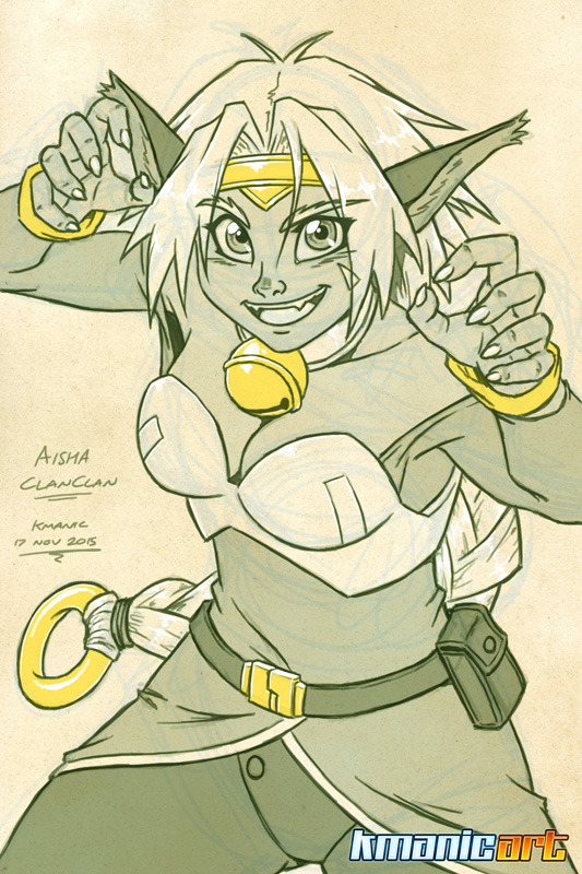 kmanicart:  Sketch 17, Aisha Clanclan wants you to surrender, Terran! Been a while