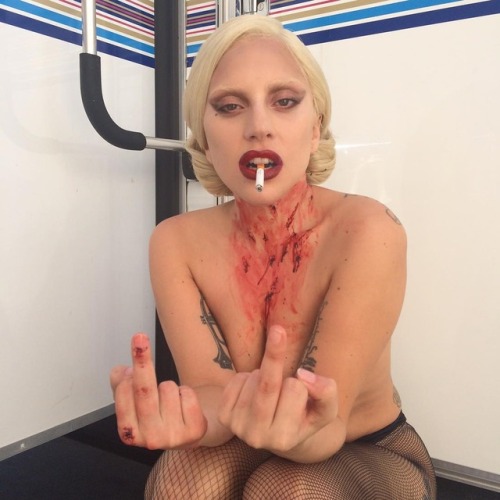 goddess-of-hookers: Lady Gaga as ‘The Countess’ on set of American Horror Story: Hotel