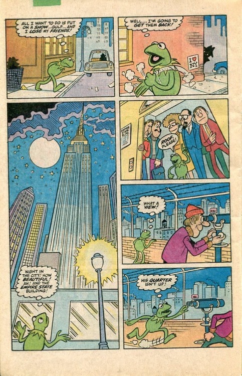 Pages from the 1984 comics adaptation of The Muppets Take Manhattan.Though I loved the film, I never