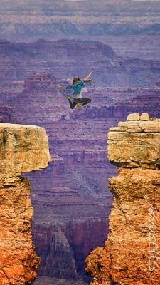 Jump!  A composite of Hannah (in studio), with an image capped last week at the Grand Canyon. For fun.  -jerrysEYES