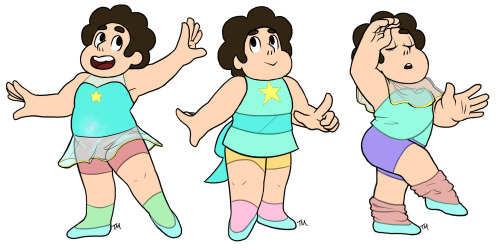 momentumandtorque:  Steven cosplaying as the other Crystal Gems! DA link: x 