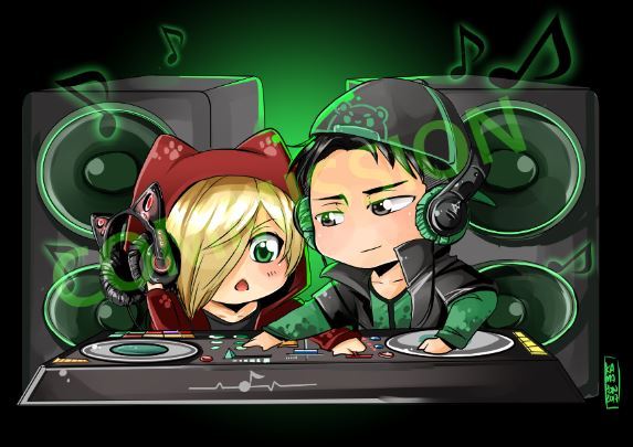 kamapon: Latest commission for Thigi Panda!! &lt;3  Dj Beka rocks the house 