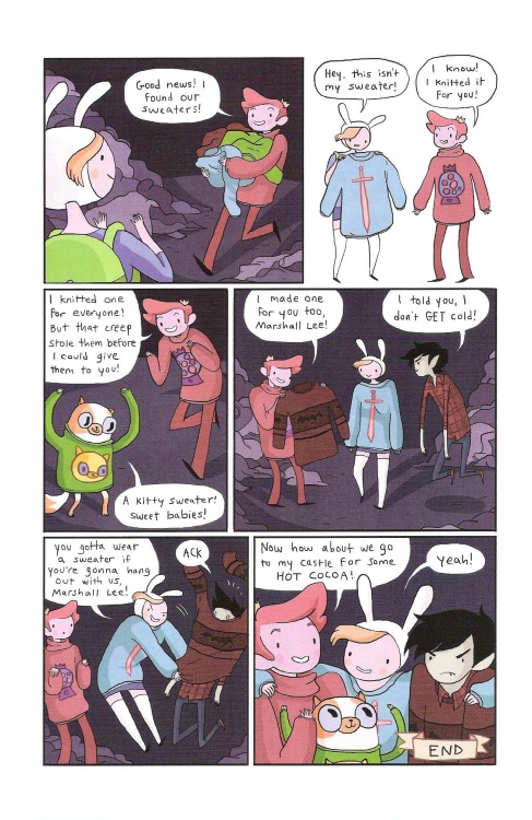 scarecrows:  neurosquared:  Adventure Time with Fionna and Cake issue 1 Bonus story: The Sweater Bandit by Noelle Stevenson  i got diabetes reading this 