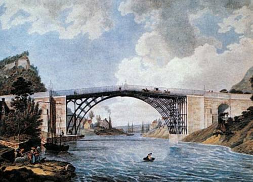 The first bridge made out of iron had a span of only 100 feet. It crossed the Severn River in Englan