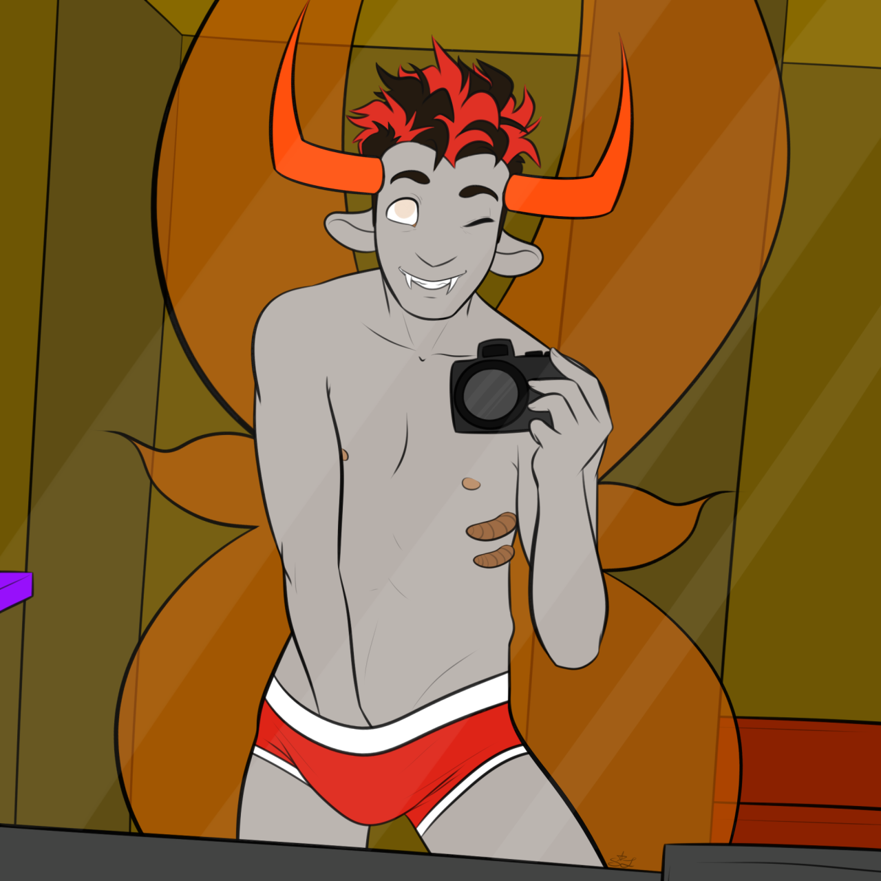 supadong:   -aggressively reminded how hot Rufioh is- Flat color selfie commission