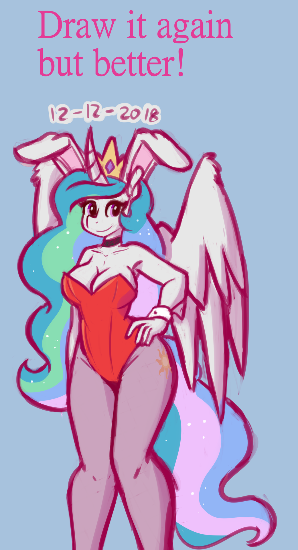 Drawin’ it again but better~Pink mane Celestia is underrated