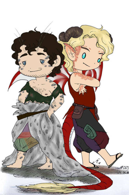 maximproving:The Dragonboy and the Selkie I keep drawing @mysunfreckle ‘s cute Enjolras and Grantair