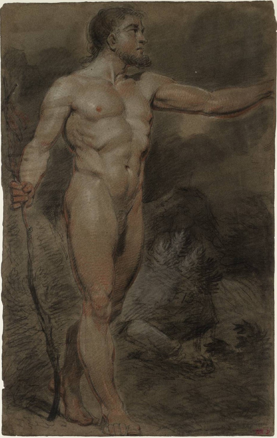 Joseph Mallord William Turner (1775 - 1851) - Male nude studies, chalk on paper,