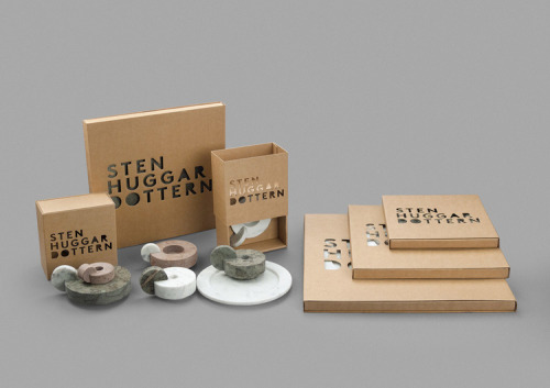 Heavy stone candle holders and plates packaging design by Göteborgstryckeriet, Sweden