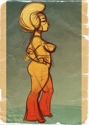 Honney Bee from Black Dynamite - Cartoon PinUp sketch.Damn, I love that show.Newgrounds