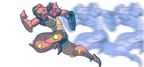 imnotjellyatall-art:  wow metroid sure can run fast. look at her go. 