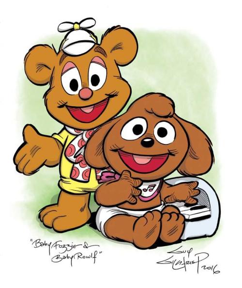 the-gershomite:Baby Fozzie and Rowlf Print by Guy Gilch