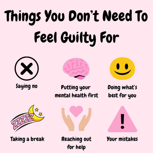 scoobied:[ ID: A drawing captioned in all caps “Things you don’t need to feel guilty for