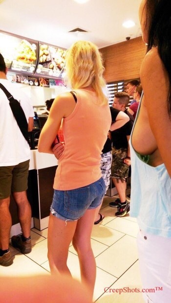 creepshots:  Side boob comes with a #5.  Two creepshots by @alldayicreep https://shar.es/1v996b via CreepShots.com