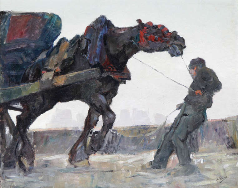 thunderstruck9:  Kurt Peiser (Belgian, 1887-1962), Docker and horse. Canvas, 80 x