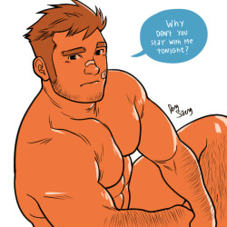 superhealthclub:  I made this sketch today to celebrate the announcement of the third character of Super Health Club, Phillip.He’s a big and goofy guy. I love to draw him hehe. But I don’t know why, he turned out kinda sad in this pic. 