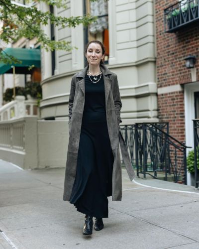 “I was in the market for a long line leather coat, so when Savannah arrived for her last trunk show with this ready-to-wear suede piece I was instantly sold. That this solves a lifelong problem of what to wear with a calf-length A-line dress is only...