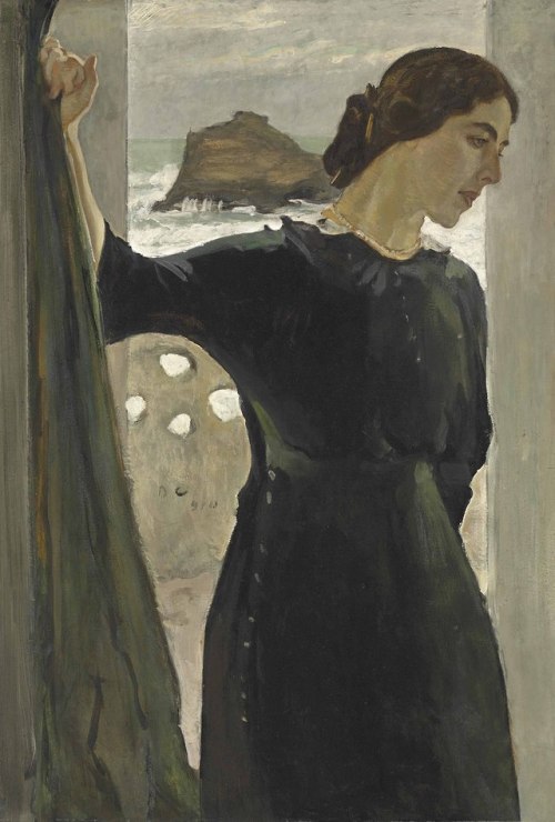 poboh:Portrait of Maria Zetlin (1882-1976), 1910, Valentin Serov (1865 - 1911) - Tempera and Oil on 