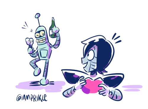 pearlzhang:  Mettaton’s daytime boyfriend vs nightime boyfriend, and then some Christmas Robots 