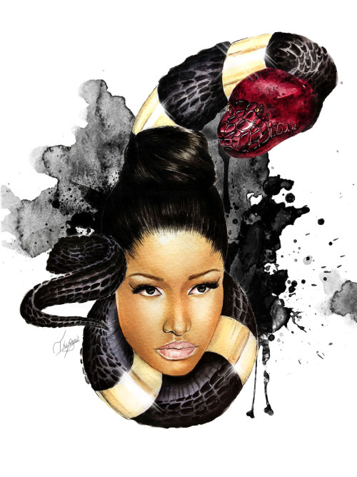 tikomeow:  Watercolor painting/illustration inspired by Nicki Minaj - ANACONDA 