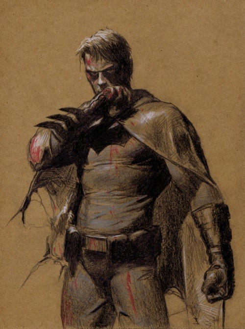 lospaziobianco:  1) Iron Man Mark V by Yvan Quinet on Tumblr 2) Batman by Gerald Parel  Brilliant